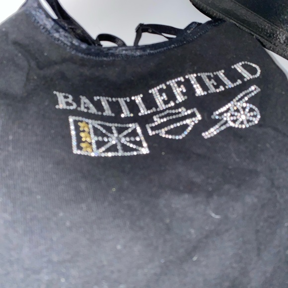 Harley Davidson Black Spaghetti adjustable strap tank top with built in bra. - Picture 1 of 4